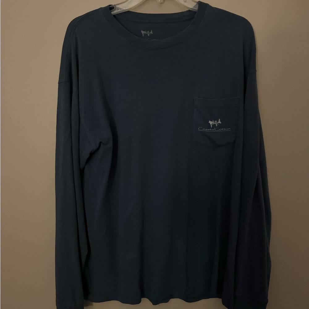 Coastal Cotton Men's Long Sleeve Tee - Midnight Blue